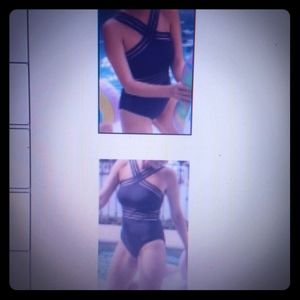 Luvrosy sheer stripe swimsuit